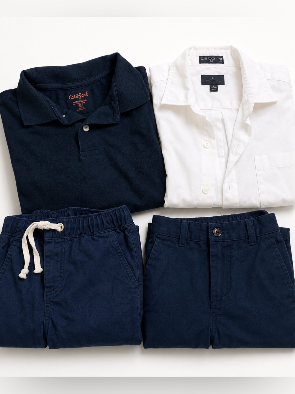Cat & Jack School Uniform Bundle Sizes 14 16 Navy Blue White 4 Piece